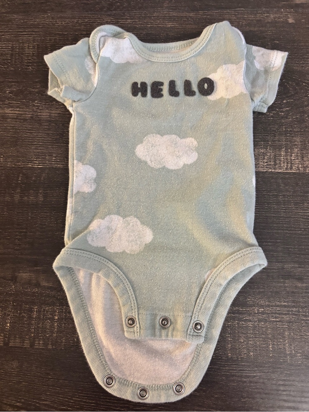 Carter's Light Green Baby Bodysuit with White Cloud Print